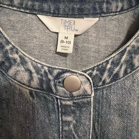 Time and Tru Women's Button Front Denim Mini Dress with Long Sleeves, Size M - Picture 8 of 14